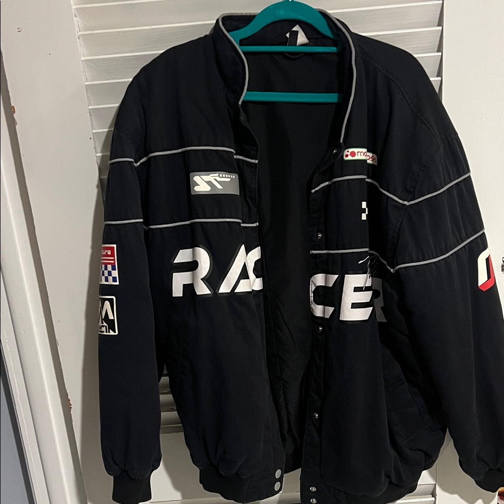 H&M Black Varsity Jacket with Racing Logos